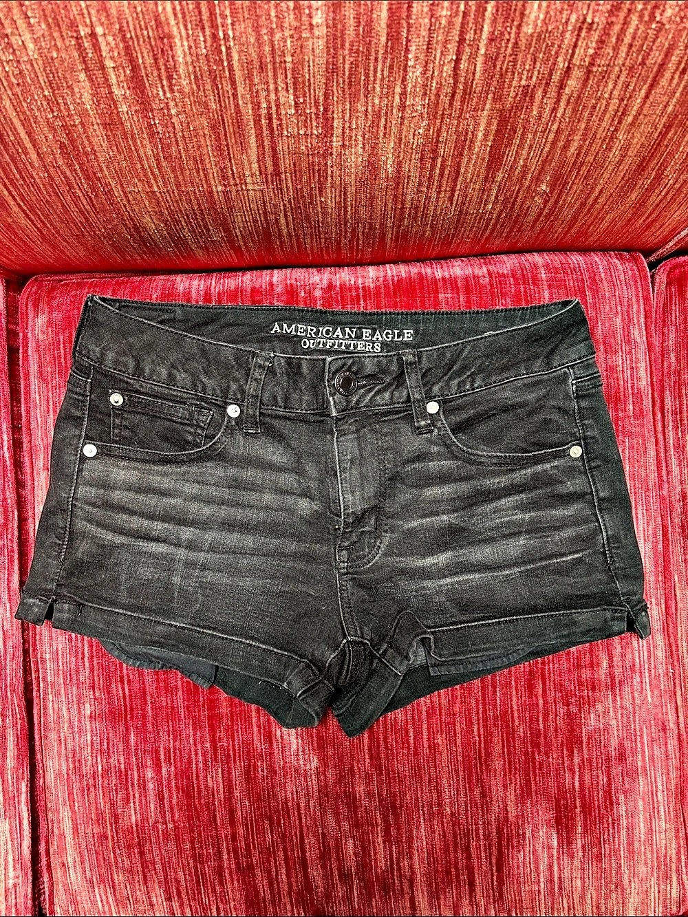 American Eagle Outfitters Shortie Black Jean Shorts Size 10